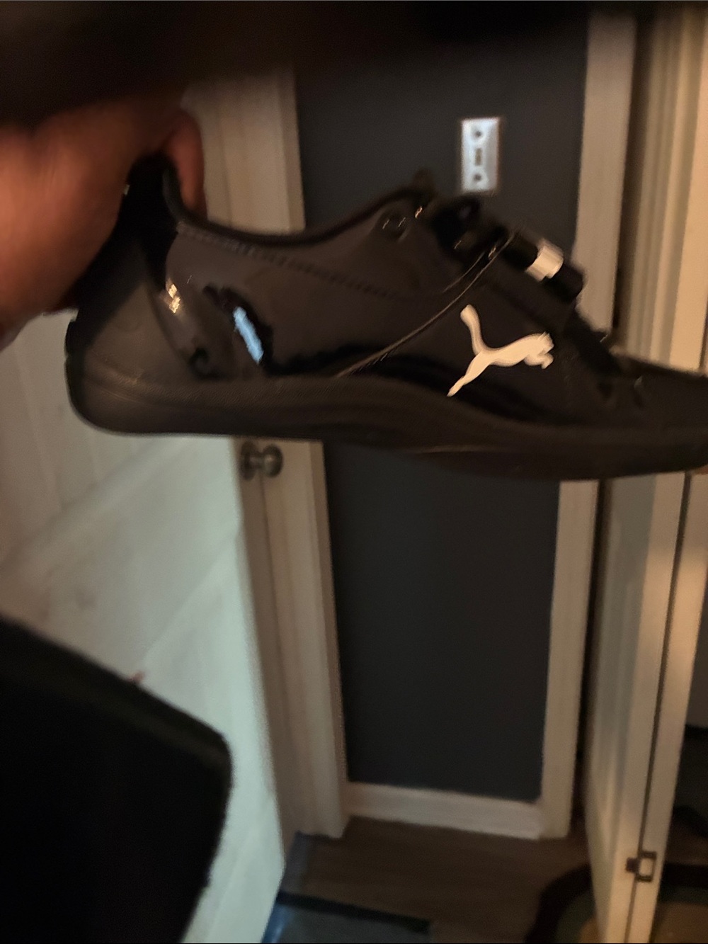 Puma Black Patent Low-Profile Sneaker with White Logo